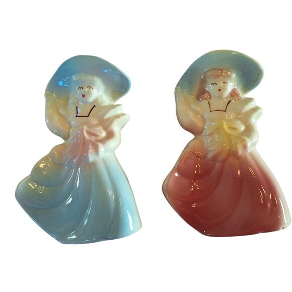 Shawnee Pottery Planters Vintage Pair of Southern Belles 1940s USA Hand Painted - Picture 9 of 16